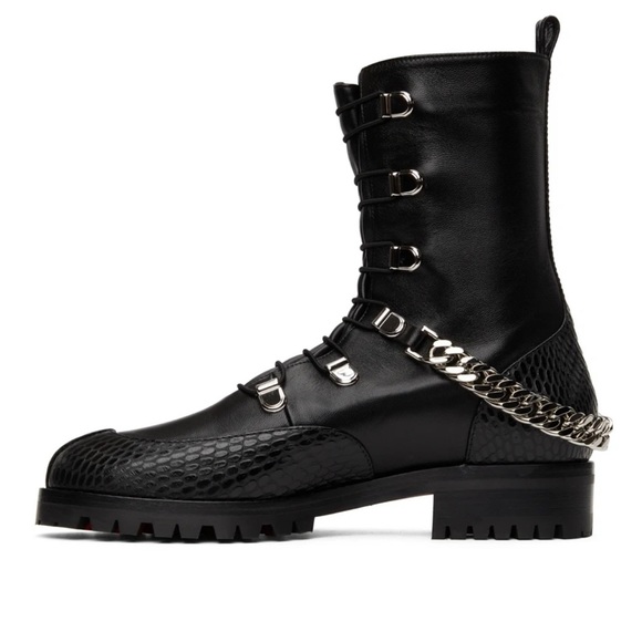 SOLD! Christian Louboutin Horse Guarda Black Ankle Boots w/Chain 39 IT - Picture 5 of 16